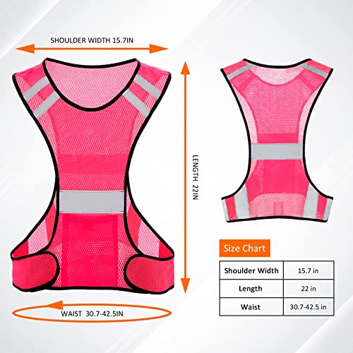 TCCFCCT Reflective Running Vest, High Visibility Running Gear with Large Pocket - color: 1 Pack Mesh Pink