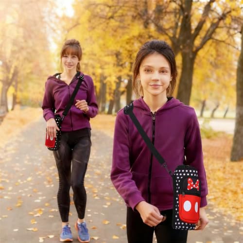 Cute Water Bottle Holder with Strap, Neoprene Insulated Crossbody Sling Bag Carrier with Adjustable Shoulder for 20-32oz Bottles, Phone & Pockets, Perfect for Travel, School & Outdoor Activities