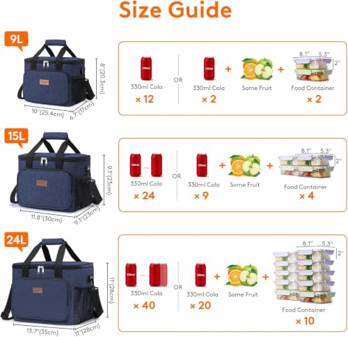Lifewit Insulated Lunch Box for Men, Lunch Bag Cooler Women, 12-Can 9L - color: Dark Blue, size: Medium(9L)