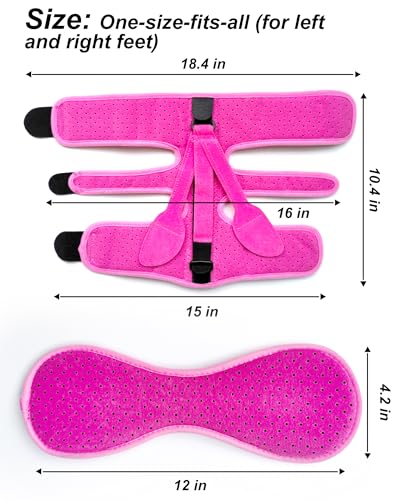 Dr.WYFOOTPlantar Fasciitis Night Splint - Upgraded 3-Strap Foot Drop Brace with Bendable Aluminum Bar | Achilles Tendonitis Relief Boot & Heel Pain Support for Sleeping, Women & Men (1 Pce Pink)