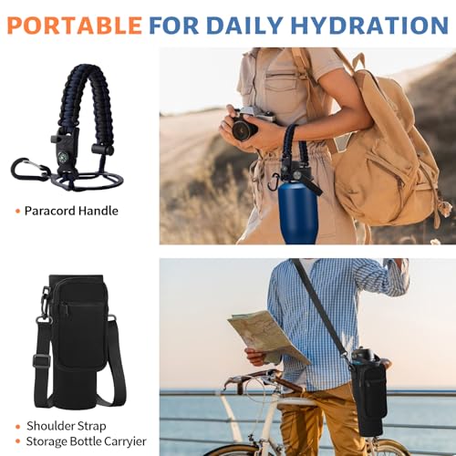 40 oz Vacuum Insulated Water Bottle, Fits Car Cup Holder – Leak Proof Mug - color: Navy Blue, size: 40 Ounces