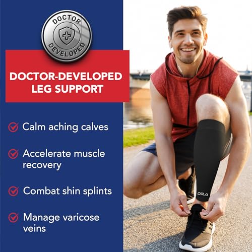 Dr. Arthritis Calf Compression Sleeve for Men and Women, Calf Sleeve & Leg Compression for Shin Splint Relief, Helps with Varicose Vein(Medium, Black, 1 Pair) - color: Black