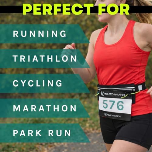 VeloChampion Reflective Triathlon Running Number Belt with Fanny Pack