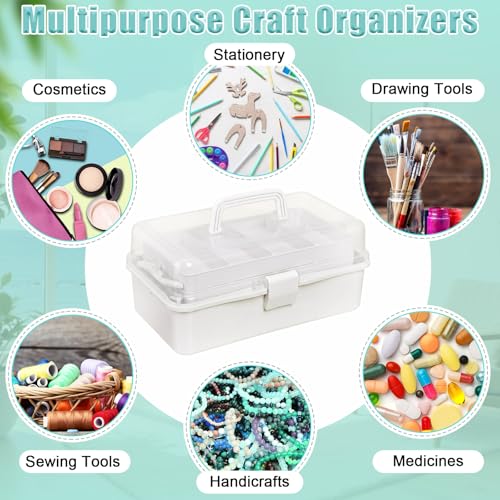 2 Pcs 13 Inch 3-Layer Tackle Box Organizer, Adjustable, White - color: White