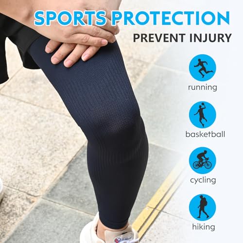 KEKING Full Leg Compression Sleeves, 20-30mmHg Graduated, Unisex, Running - color: Navy Blue, size: X-Large