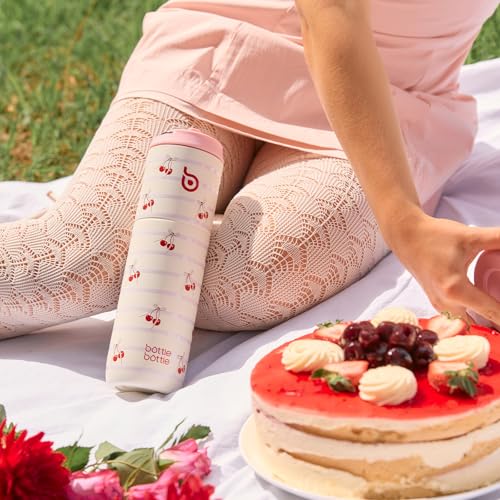 BOTTLE BOTTLE Insulated Water Bottle 24oz with Straw Lid and Handle Sports - color: Happy Cherry