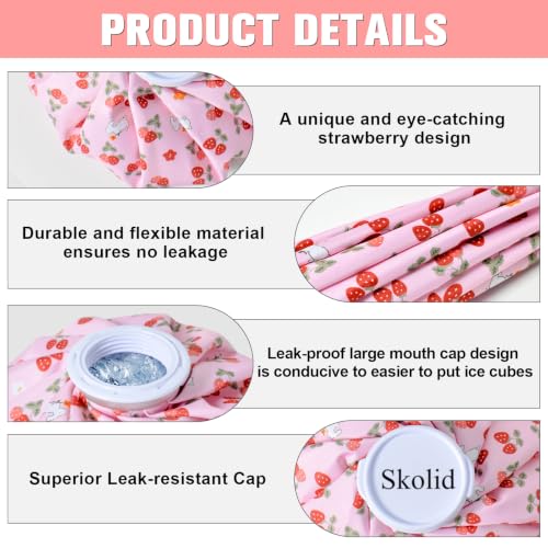 Ice Packs for Injuries Reusable, 3 Sizes, Strawberry - color: Pink-strawberry