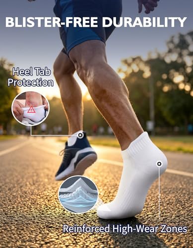 CLOSEMATE Mens Athletic Ankle Socks Cushioned Cotton 7 Pairs - color: 7white, size: 5-7