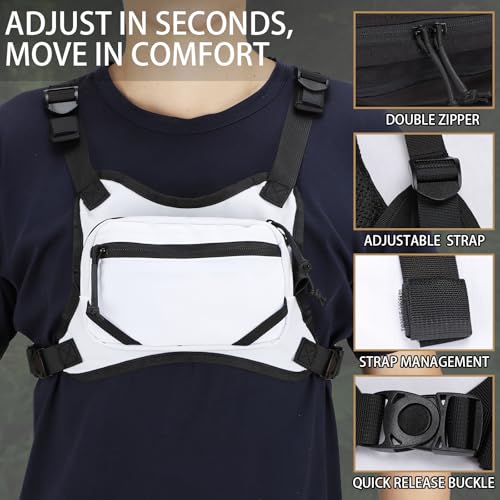MGFLASHFORCE Chest Bag for Men and Women Chest Rig Pack Front EDC Pouch - color: White