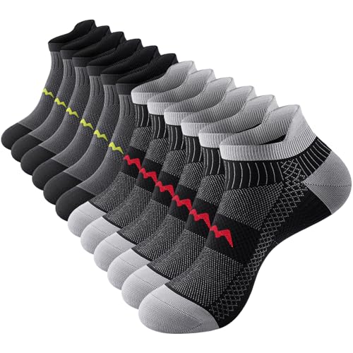 Ankle Compression Socks for Men & Women, 6 Pairs, Low Cut - color: Black&grey, size: Small-Medium