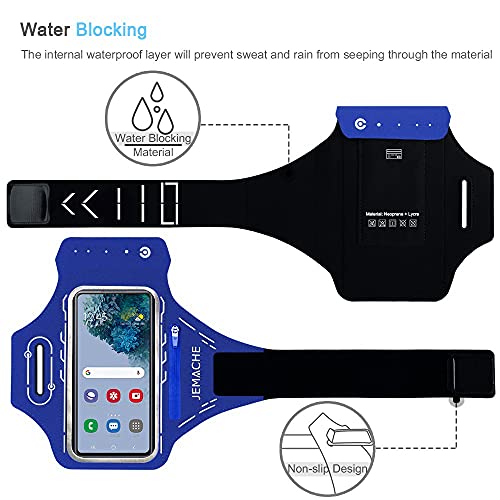 Armband for Samsung Galaxy S26 S25 S24 S23 S22 Ultra/Plus/FE, Gym Running Workouts Arm Band with Earbuds Holder (Nav Blue) - color: Nav Blue