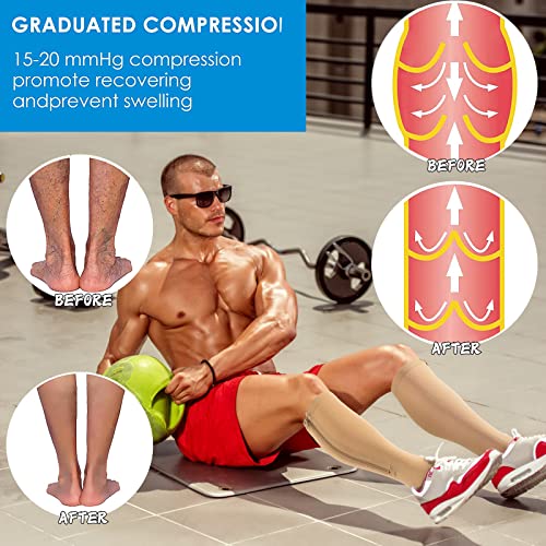cerpite Zipper Compression Socks, 2 Pairs 15-20 mmHg Closed Toe Compression Stockings for Men Women - color: Beige Copper, size: Small-Medium