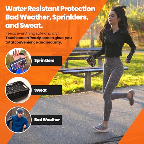 New Black 3-in-1 Essentials Carrier – Handheld Running Phone Holder, Hiking Belt Holster Pouch & Fitness Armband Case, w/Touchscreen-Ready Window, Fits iPhones & Androids – Water-Resistant, Adjustable