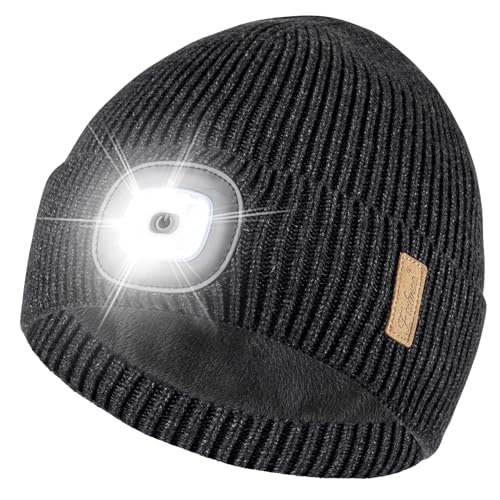 Etsfmoa Beanie with The Light,Fleece Lined Beanie Warm Hat,Gifts for Men - color: Deep Linen Gray