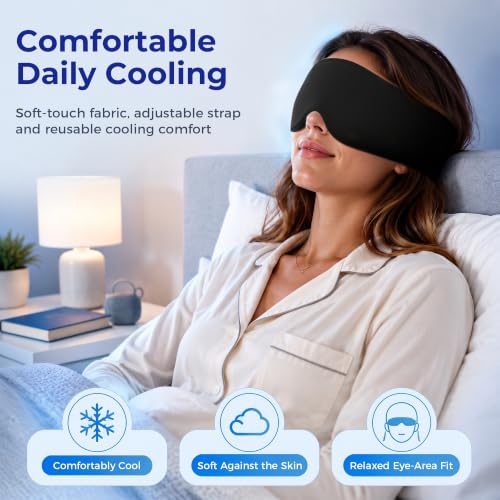 Cooling Gel Eye Mask for Puffy Eyes & Eye Bags, Cold Compress - color: Black