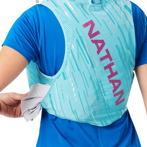 Nathan Pinnacle Hydration Running Vest Backpack for Trail Running & Marathon with Soft Flasks, Lightweight Water-Resistant Race Vest - color: Caribbean Blue/Magenta, size: X-Large