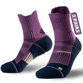 Rahhint CoolMax Quarter Compression Running Socks for Men Women, Wicking Cushion Athletic Hiking Socks 3 Pairs - color: Purple, size: 3-6