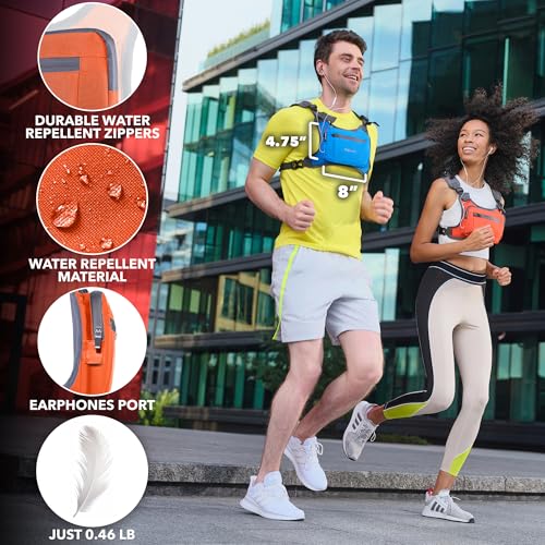 Running Chest Pack, Reflective Vest, Water Repellent, Phone Holder, Workout Bag for Runners, Cycling, Biking, EDC Pouch, Jogging Carrier, Hidden Pocket, Men & Women, Lightweight - color: Orange