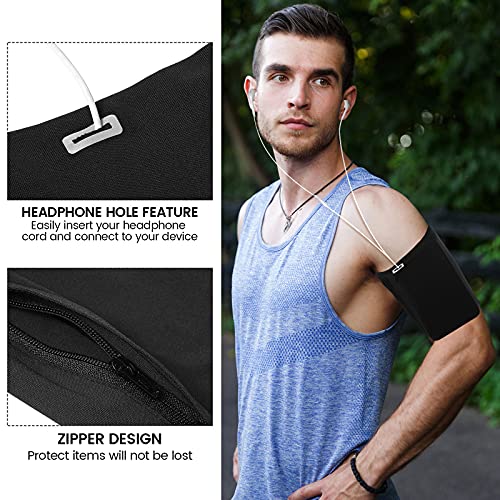 3 Pcs Running Phone Armband for Men Women, Black, Gray, White-Blue, L