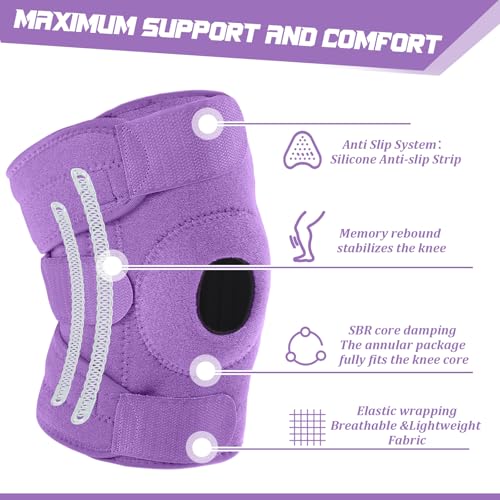 Foilswirl 1 Pcs Kids Knee Brace with Side Stabilizers,Purple - color: Purple