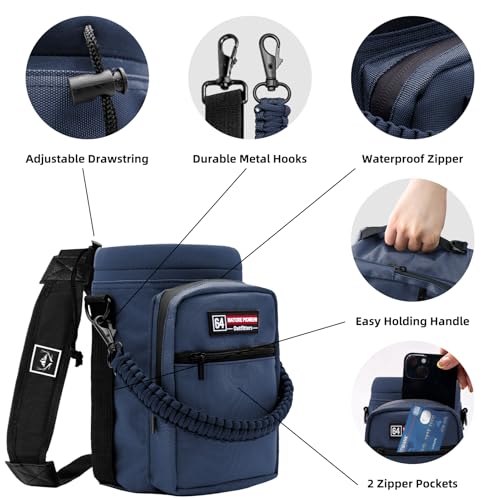 NATURE PIONEOR 26-128 oz Insulated Water Bottle Carrier Holder with Strap - color: Navy, size: 64oz