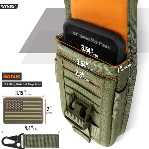 WYNEX Tactical Phone Pouch Molle, Phone Blet Holder Fit 4.0-6.7" Screen - color: Army Green