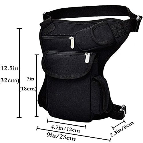 Small Multi-Purpose Drop Waist Leg Bag Canvas Hip Molle Pack Sport Camping Hiking Motorcycle Racing Pouch Black - color: Black
