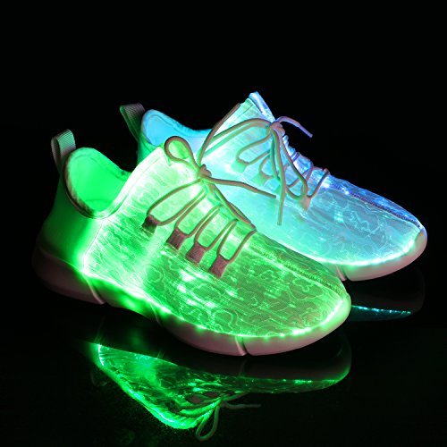 Shinmax LED Light Up Shoes for Women Men, USB Rechargeable Fiber Optic Glowing Sneakers, Luminous Flashing Shoes for Dancing, Festivals, Parties - size: 6 Women/5 Men