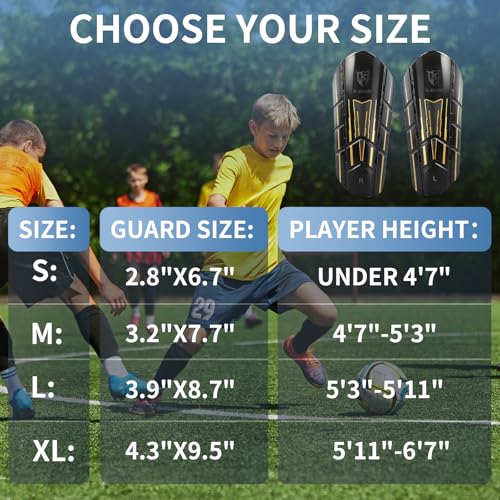K-Shield Soccer Shin Guards with 2 Pairs Sock Sleeves for Kids Youth Adults - size: XL:6'0"-6'7"