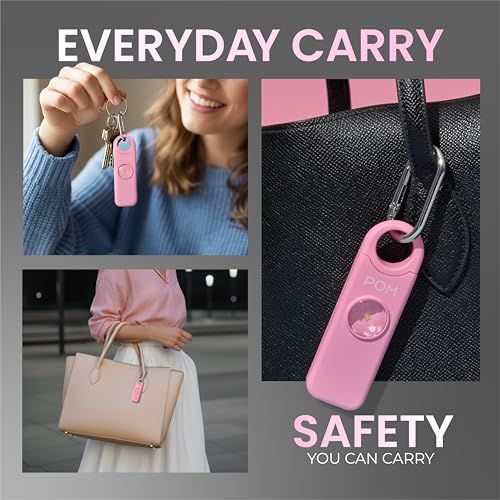 POM Pepper Spray & Personal Alarm Safety Kit – OC Self Defense Keychain Spray & Loud Emergency Alarm for Campus Safety, Women & Students - color: Black X Pink, style: Pocket Clip Model