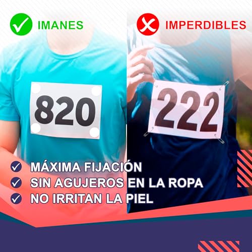 4 Race Bib Magnets for Runners, Race Bib Clips, No Pins, White - color: White