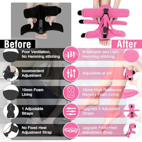Plantar Fasciitis Night Splint-Adjustable Planter Facetious Relief Brace,Plantar(Pink-2PC)