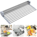 Searik Dish Drying Rack Roll Up Sink Drying Rack, Over The Sink Dish Rack Multi-Use Stainless Steel Dish Drainers Heat Resistant Mat for Drying Draining Trivet (17.7"x13.8") - color: Gray, size: 17.7"x13.8"