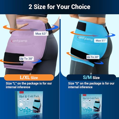 Comfytemp Hip Ice Pack Wrap for Sciatica Pain Relief, Purple (L/XL/2XL) - color: Light Purple, size: Large/X-Large/2X-Large