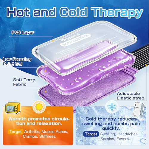 Ice Packs for Injuries Reusable 2-Pack Hot Cold Gel Pack with Strap Medium - color: Purple, size: Medium 10 x 5 Inch