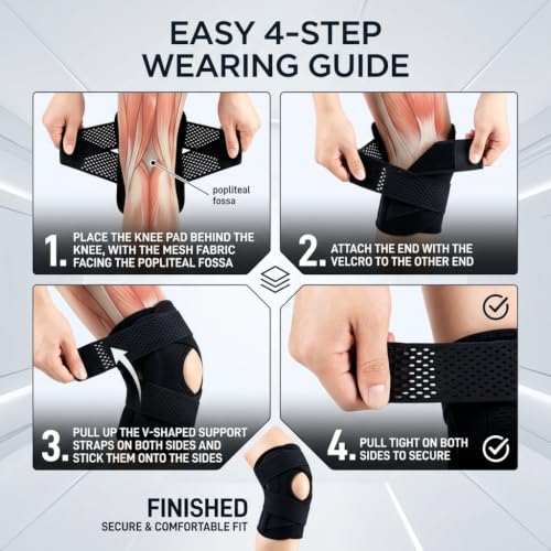 Bareform Meniscus Brace, Knee Brace Patellar Support (Black, XXL) - size: XXL