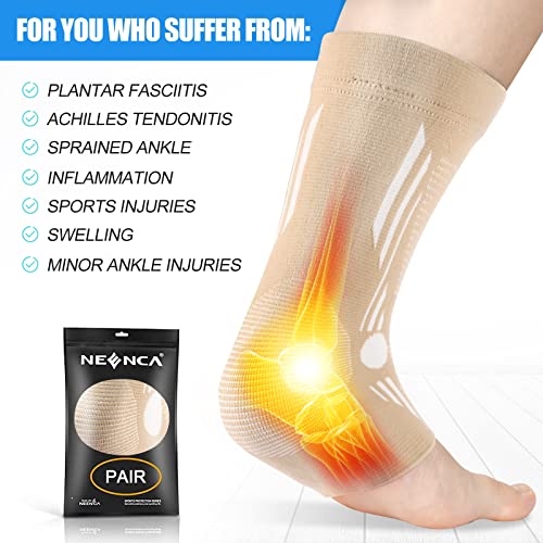 NEENCA Foot & Ankle Brace Socks for Sprained-Ankle Compression Sleeves Set - color: Copper, size: Small