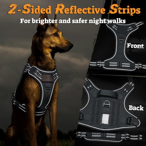 rabbitgoo Tactical Dog Harness Medium Sized, No Pull Service Pet Vest - color: Grey, size: M(chest:20.1"-33.9",neck:17.7"-22.3",back:7.5")