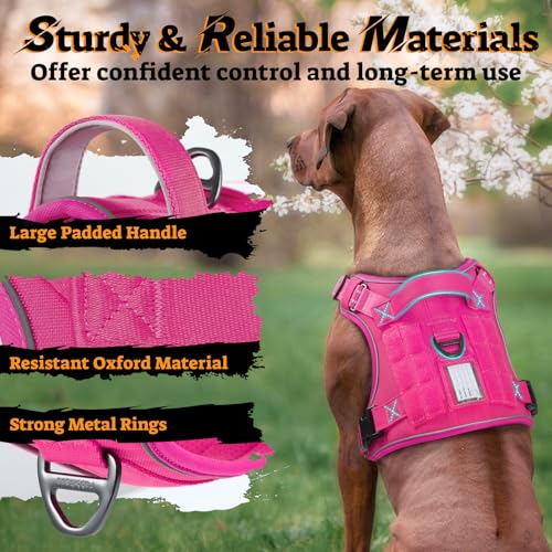 rabbitgoo Tactical Dog Harness for Small Dogs, No Pull Service Pet Vest - color: Rose Red, size: S(Chest:16.1"-31.5",Neck:15.4"-21.6",Back:7.1")