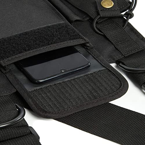 Radio Shoulder Holster Chest Harness Holder Vest Rig for Two Way Radio Chest Front Pack Pouch Walkie Talkie Case with Front Pouches for Kenwood Arcshell Retevis Baofeng UV-5R F8HP UV-82 888S (2Pack) - color: black 2pack
