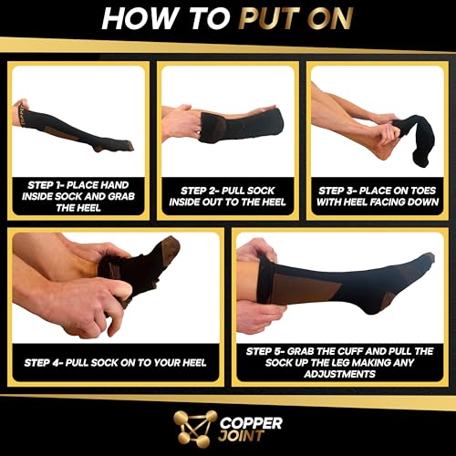 CopperJoint Compression Socks for Women & Men, Black & Tan, XLarge, 1 Pair - color: Black and Tan, size: X-Large