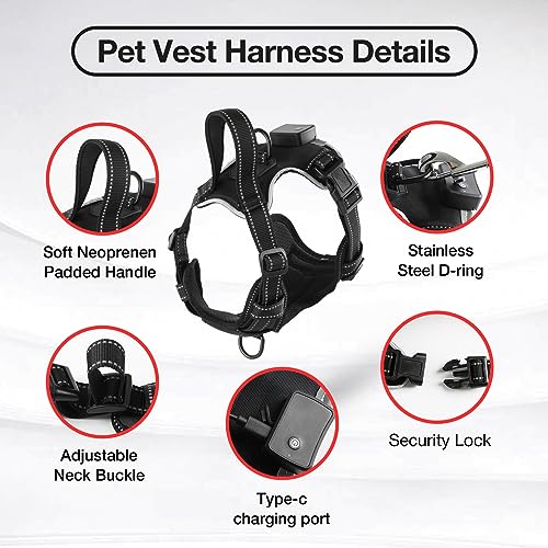 MASBRILL Light Up Dog Harness - No Pull Led Dog Harness Rechargeable Adjustable Lighted Dog Vest Harness for Small Medium Large Dogs - color: Black-Red, size: S