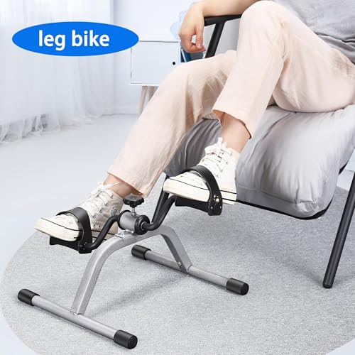 RYGEO Pedal Exerciser Mini Exercise Bike for Leg and Arm Recovery Exercise Lightweight and Portable Floor Bike - color: GREY