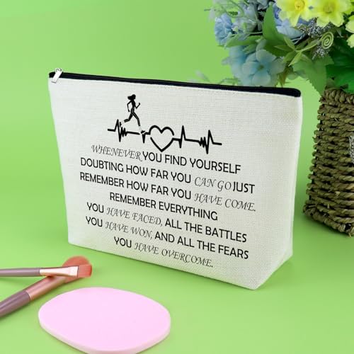 Runner Gifts for Women Running Lover Makeup Bag Inspirational Gifts for Marathon Xc Runner Cosmetic Bag Positive Present for Her Christmas Birthday Present Cross Country Running Zipper Pouch - color: Running Makeup Bag