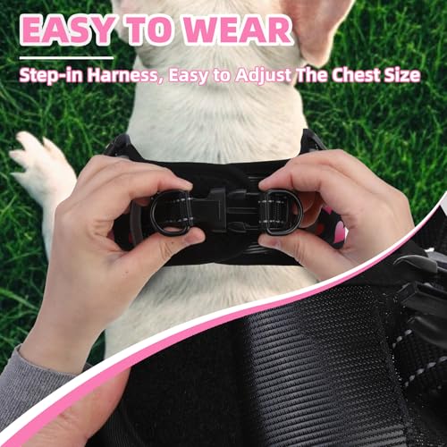 PUPTECK Dog Harness Small Sized Dog, Step in Adjustable Reflective Dog Vest Harness Escape Proof, No Pull Soft Padded Harness Easy Control, Heart, M - color: Black(Heart), size: M (CHEST: 14.5"-20")