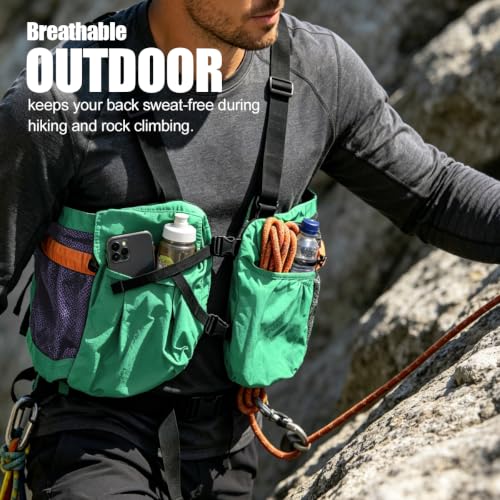 Lightweight Hiking Vest Bag, Multi‑Pocket Adjustable Running Chest Pack, Utility Outdoor Vest Pouch for Women, Men & Kids - color: Blue