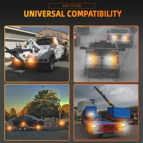Amber Magnetic Flashing Strobe Lights/w Controller, 2-Pcs - color: 2pcs Amber/Amber