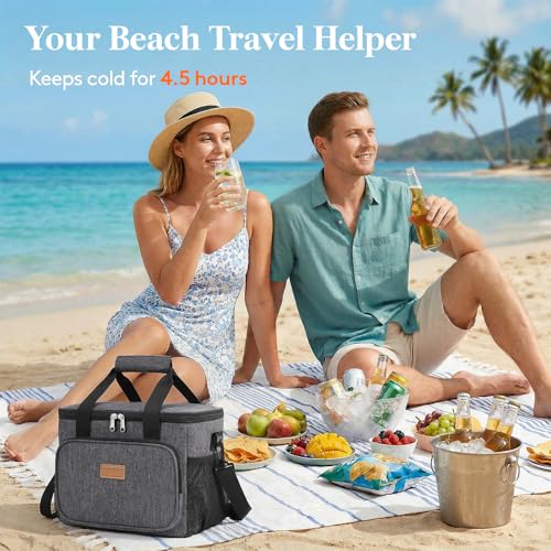 Lifewit Large Lunch Bag, Insulated Lunch Box, Soft Cooler Cooling Tote for Adult Men Women, Dark Gray 24-Can (15L) - color: Dark Gray, size: Large(15L)