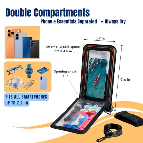 AQUAVAULT Floating Waterproof Phone Pouch, IPX8 Underwater, Large, 2 Pack - color: Black and Yellow