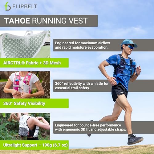 FlipBelt Tahoe Hydration Vest | Ultralight Trail Running Vest - color: Black, size: Large
